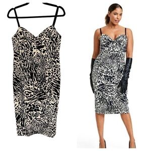 Nwot Sergio Hudson Zebra Print Bustier Midi Dress